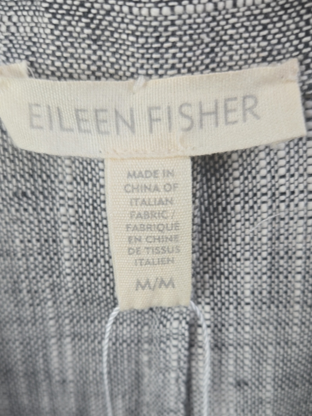 EILEEN FISHER Gray Woven Short Sleeve Cotton & Linen Boxy Layering Jacket Sz M - Picture 5 of 10